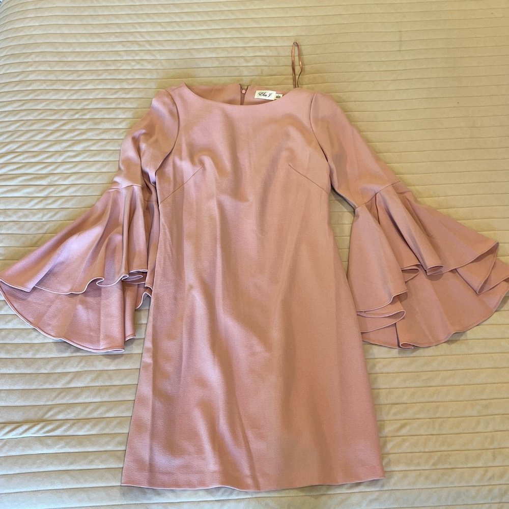 Brand New Eliza J Baby Pink Dress with Bell Sleeves - Size 8